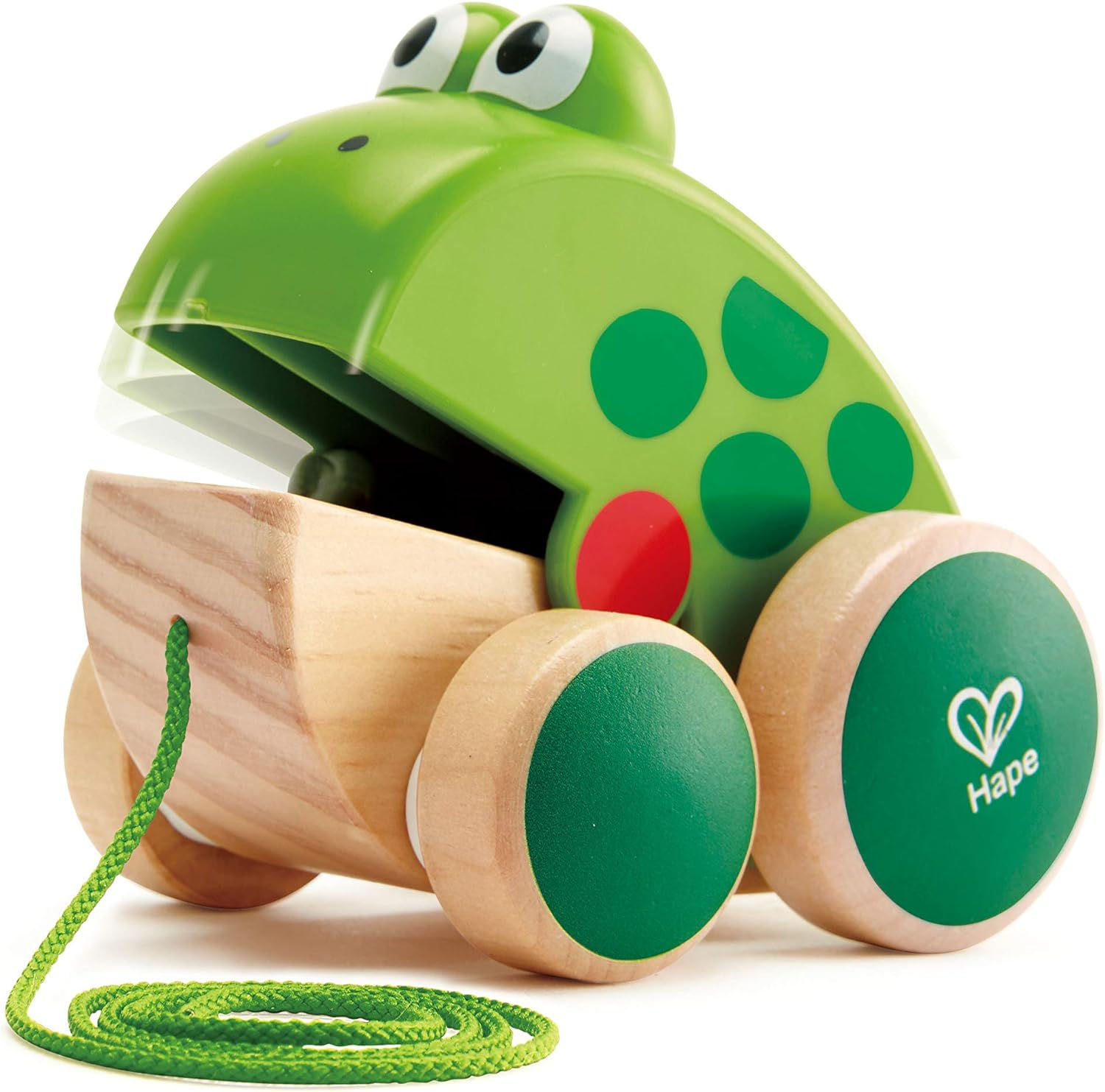 Wooden Frog Fly Eating Pull Toddler Toy