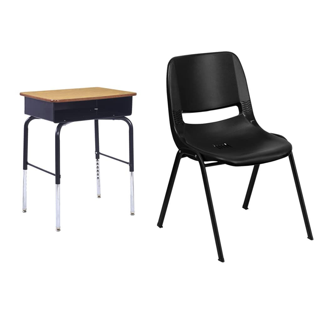 ECR4Kids Book Box Desk + Kid's Shell Stack Chair