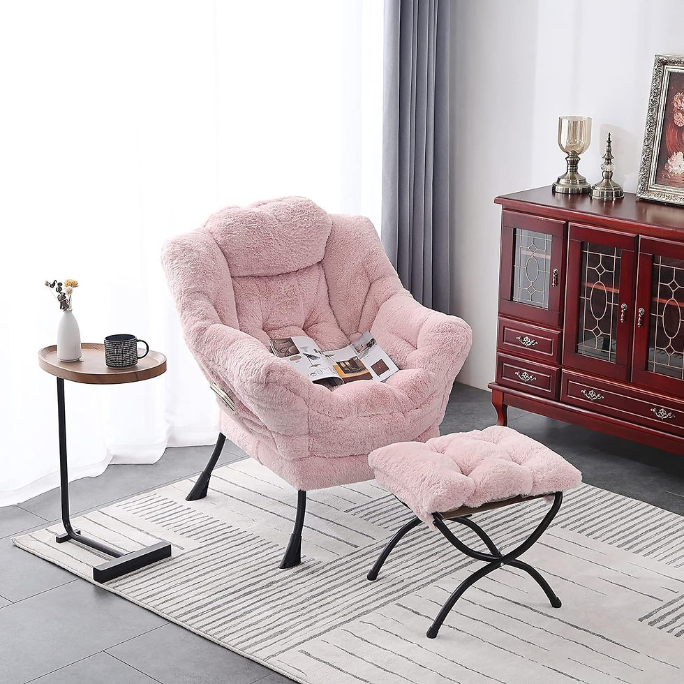 Thumbnail: LITA Lazy Chair with Ottoman, Modern Accent Leisure Upholstered Sofa Chair
