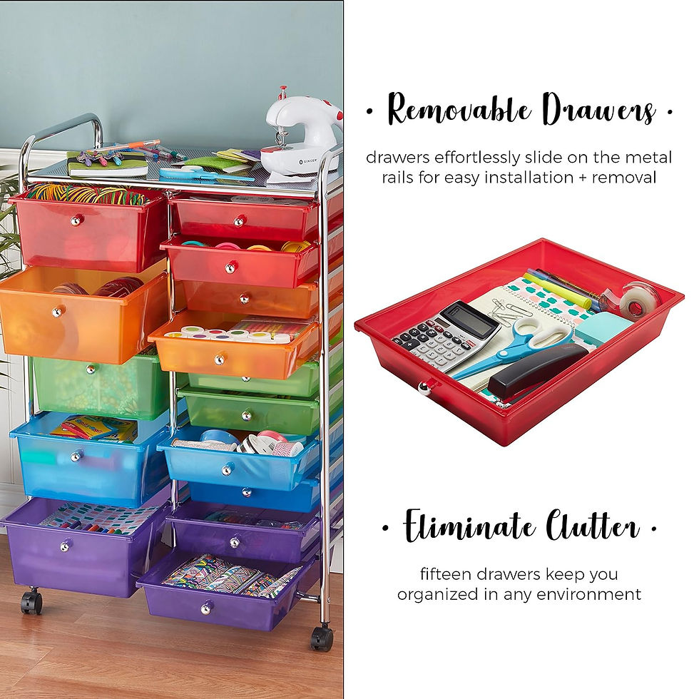 Thumbnail: ECR4Kids ELR-20103 15-Drawer Mobile Organizer, Assorted Colors