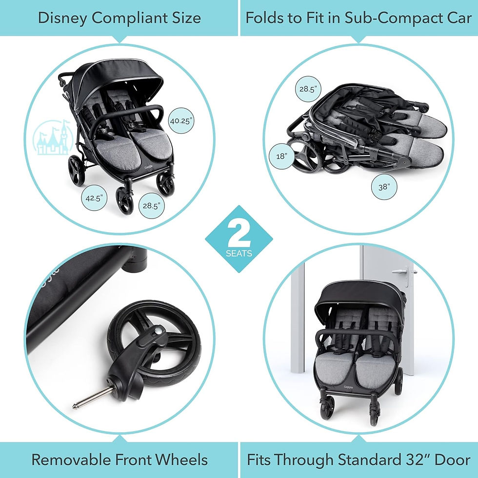 Μικρογραφία: Gaggle by Foundations Roadster Double Stroller with UV Blocking Canopy