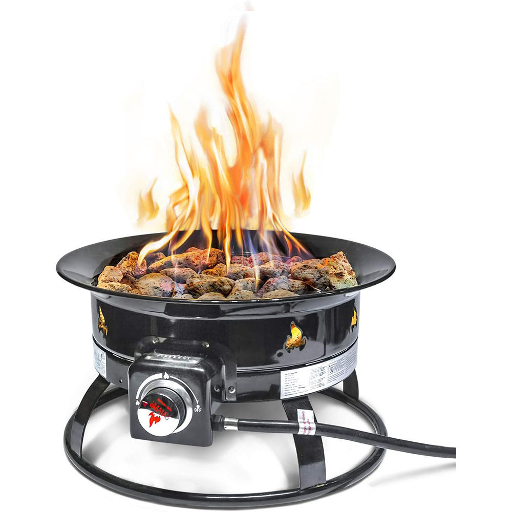 Deluxe Outdoor Portable Propane Gas Fire Pit with Cover & Carry Kit