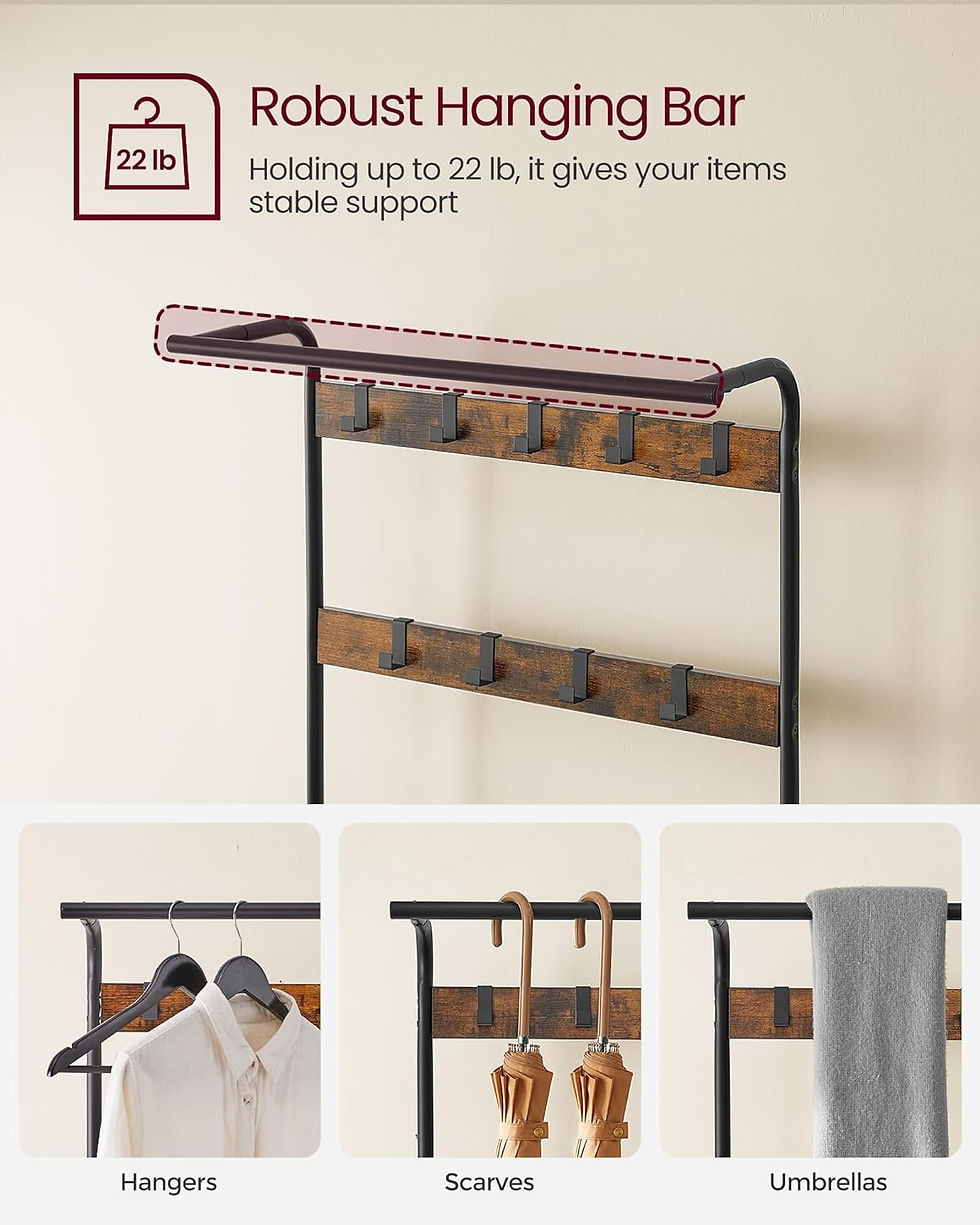 Μικρογραφία: VASAGLE Coat Rack, Hall Tree with Shoe Bench for Entryway