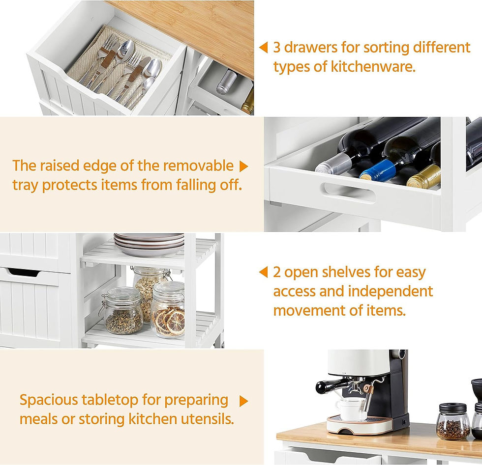 Miniature : Yaheetech Kitchen Island Cart on Wheels with Bamboo Countertop