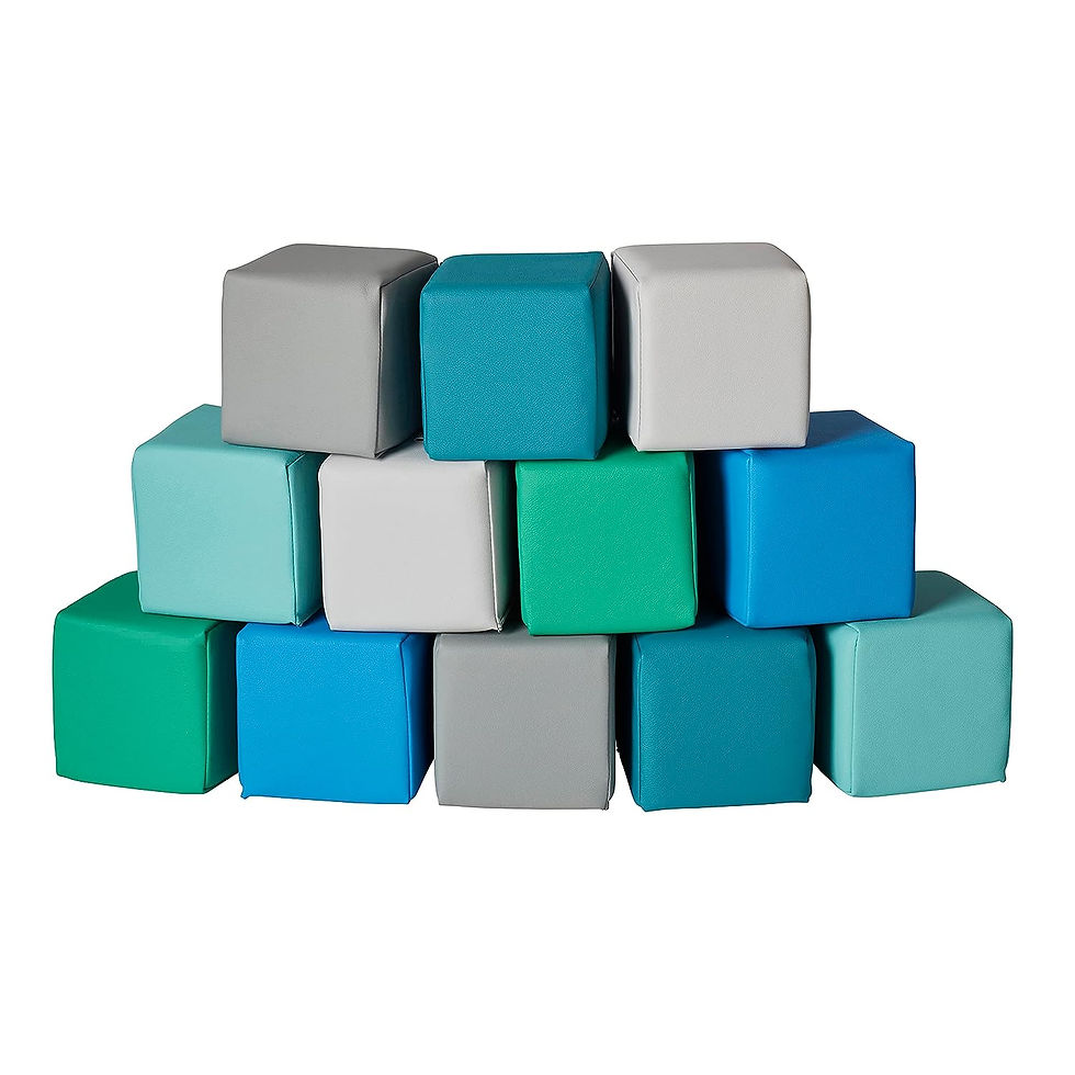 Thumbnail: ECR4Kids SoftZone Patchwork Toddler Building Blocks, Foam Cubes, 12-Piece