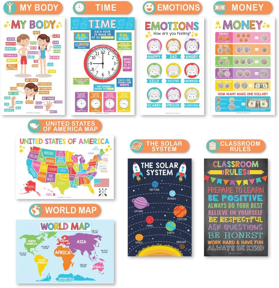 Thumbnail: Hadley Designs 16 Educational Posters for Classroom & Kindergarten