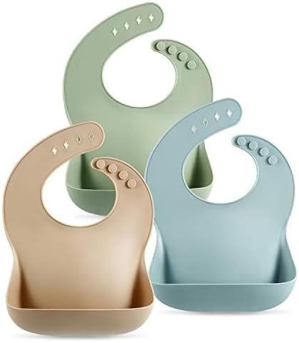 Thumbnail: PandaEar Set of 3 Cute Silicone Baby Bibs for Babies & Toddlers (10-72 Months)