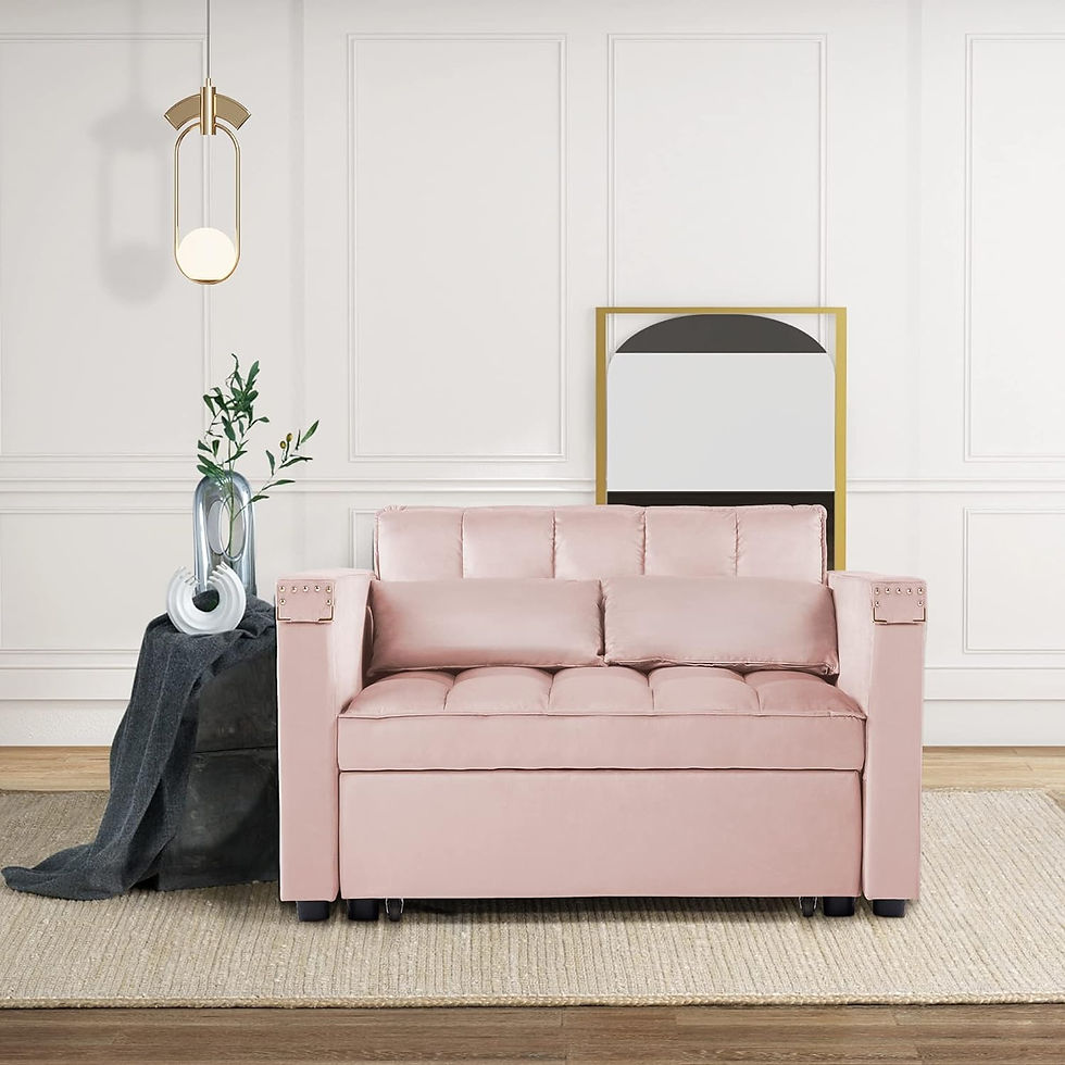 Miniaturbild: Convertible Sofa Bed, 3-in-1 Multi-Functional Velvet Sleeper Couch Pull-Out