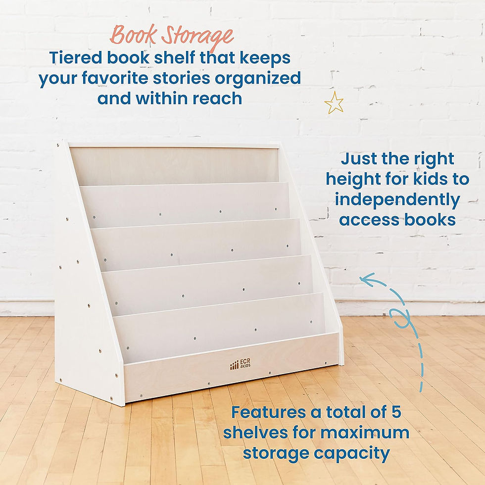 Thumbnail: ECR4Kids Kids Single-Sided Book Display, Classroom Bookshelf, White Wash