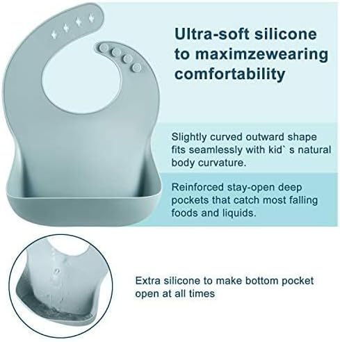 Thumbnail: PandaEar Set of 3 Cute Silicone Baby Bibs for Babies & Toddlers (10-72 Months)