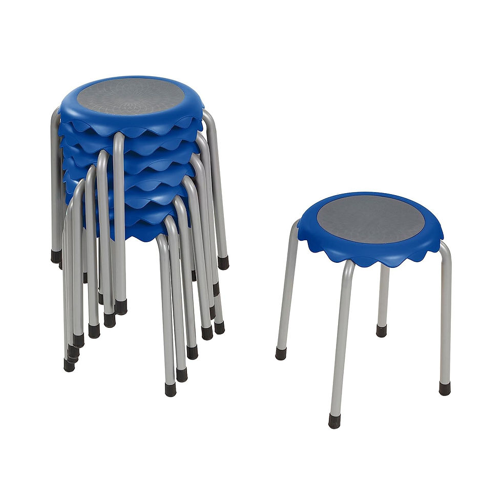 Thumbnail: ECR4Kids Daisy Stackable Stool Set, Flexible Seating, Blue, 8-Piece