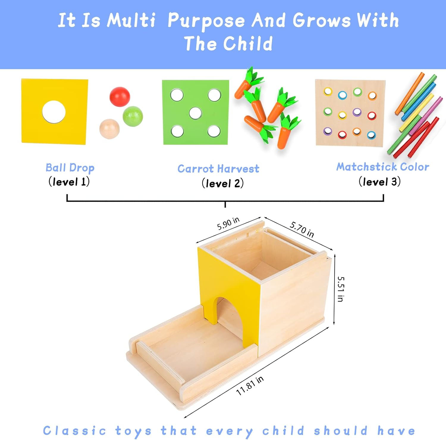 Adena Montessori 5 in 1 Object Permanence Box
