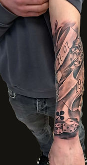 Tattoo, Arm, Datum, Würfel, Kreu