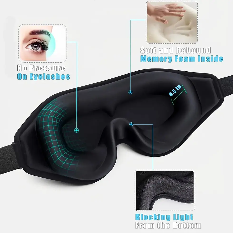 Thumbnail: 3D Sleep Mask Light Blocking Eye Cover With Earplugs Adjustable Strap