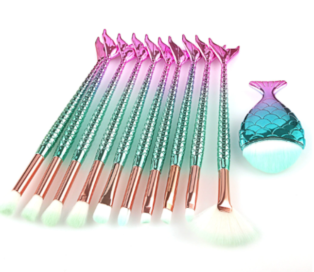 Thumbnail: Iridescent mermaid tail makeup brush set