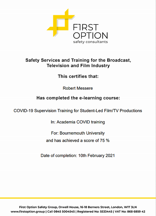 Covid Supervisor Training Certificate Im