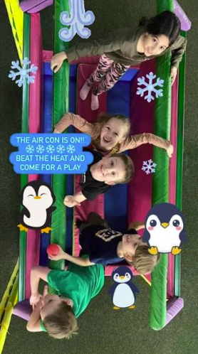 Screenshot of soft play venue story telling customers their air con is on 