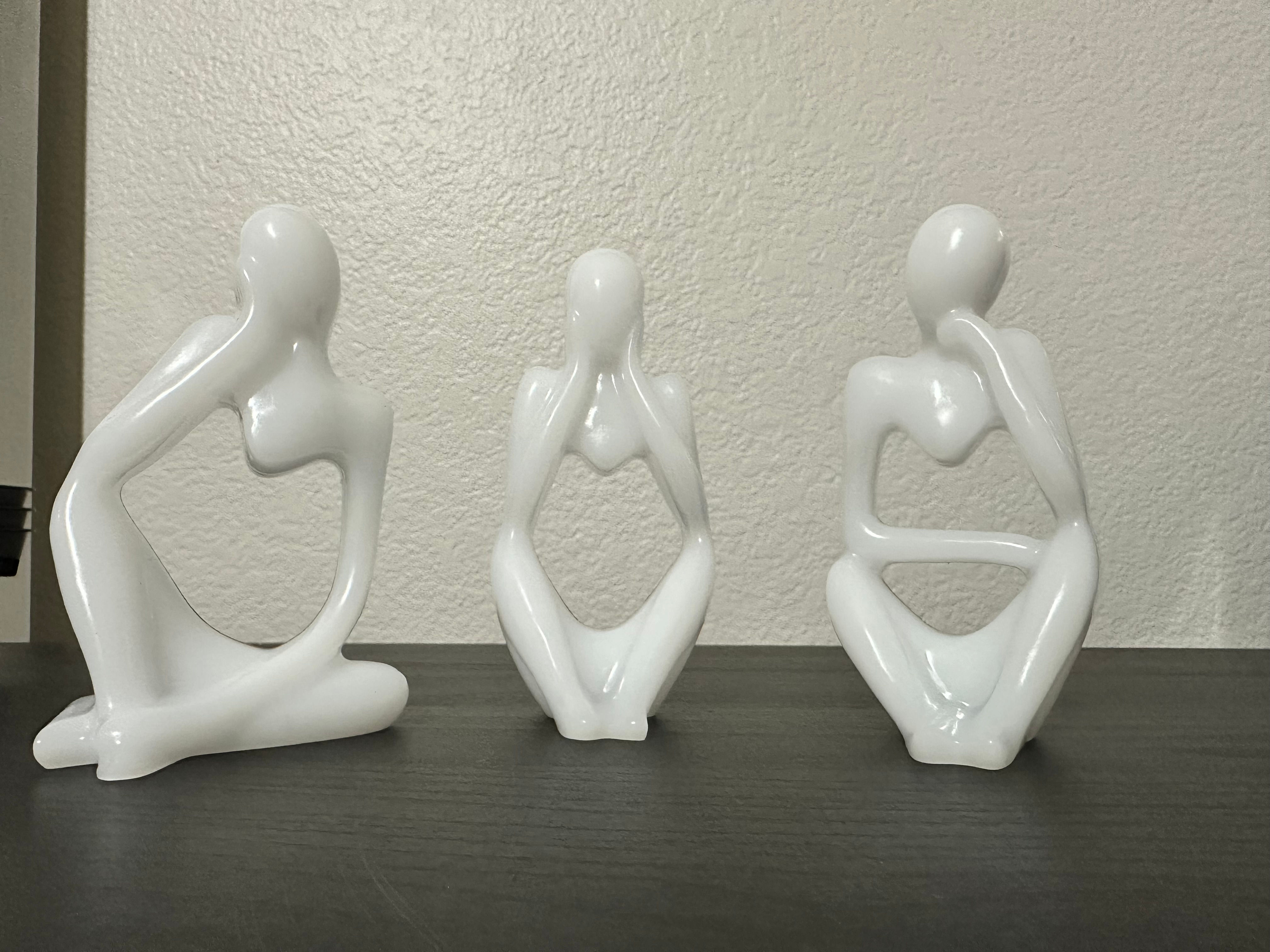 3-piece White Epoxy Thinker Statues