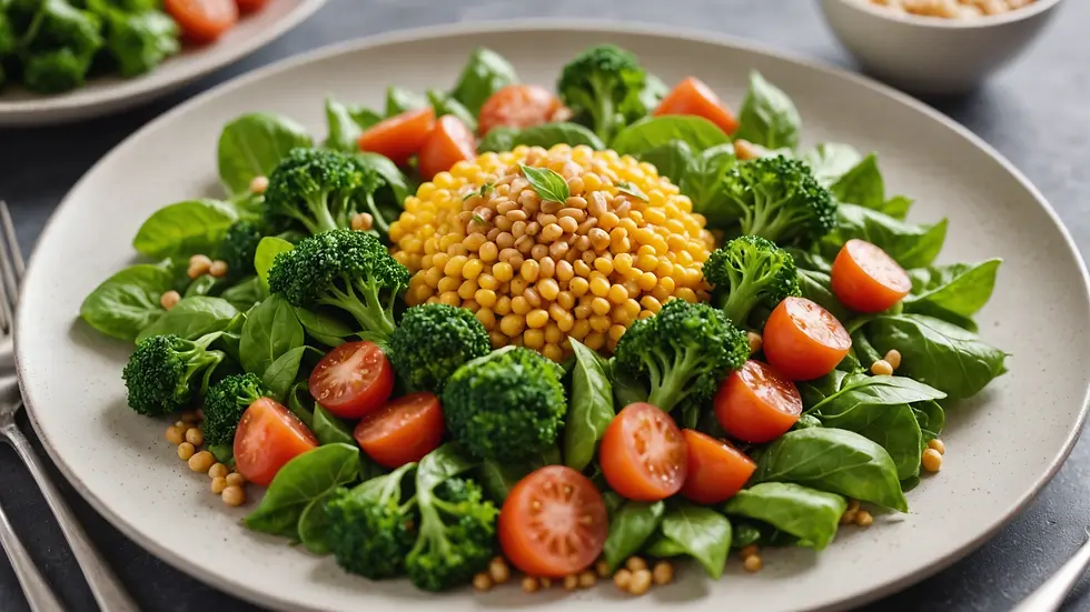 Close-up view of a trendy plant-based meal