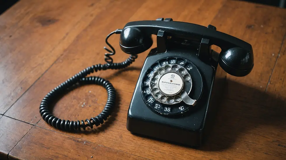 High angle view of an old rotary telephone