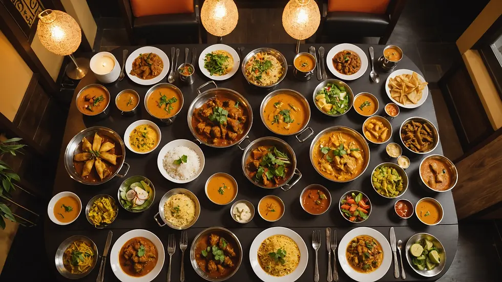 High angle view of trendy restaurant with modern Tamil cuisine