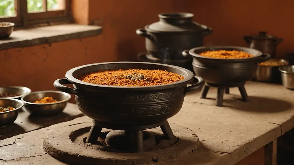 Close-up of a traditional clay stove in a Tamil Nadu kitchen