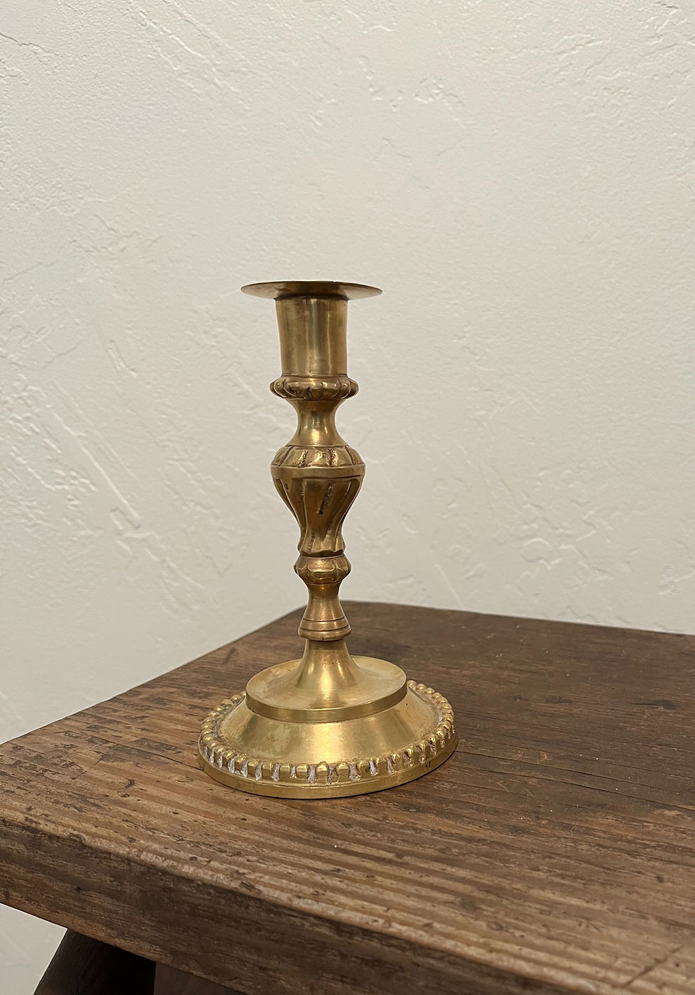 Vintage Brass Candlestick Holder Dotted Base