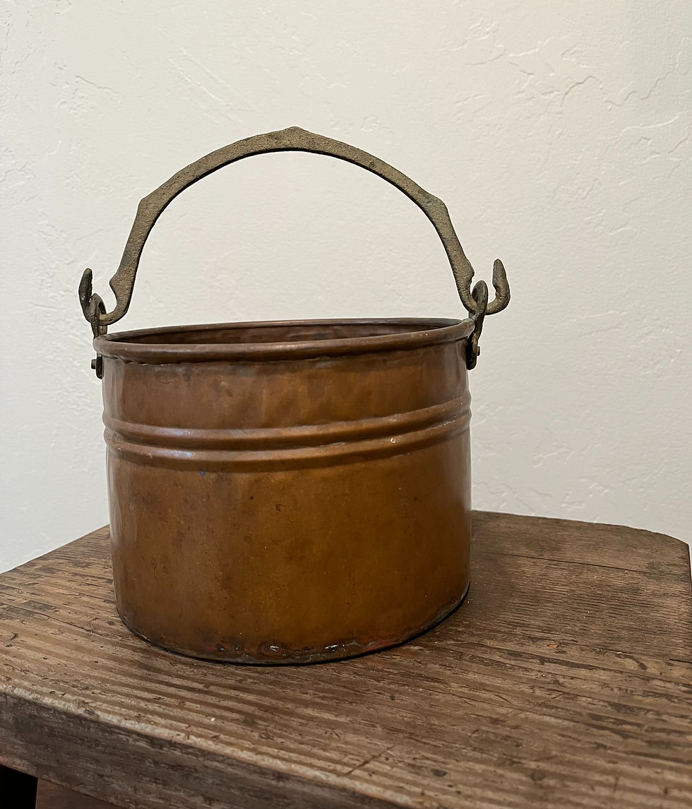 Vintage Copper and Brass Handle Bucket