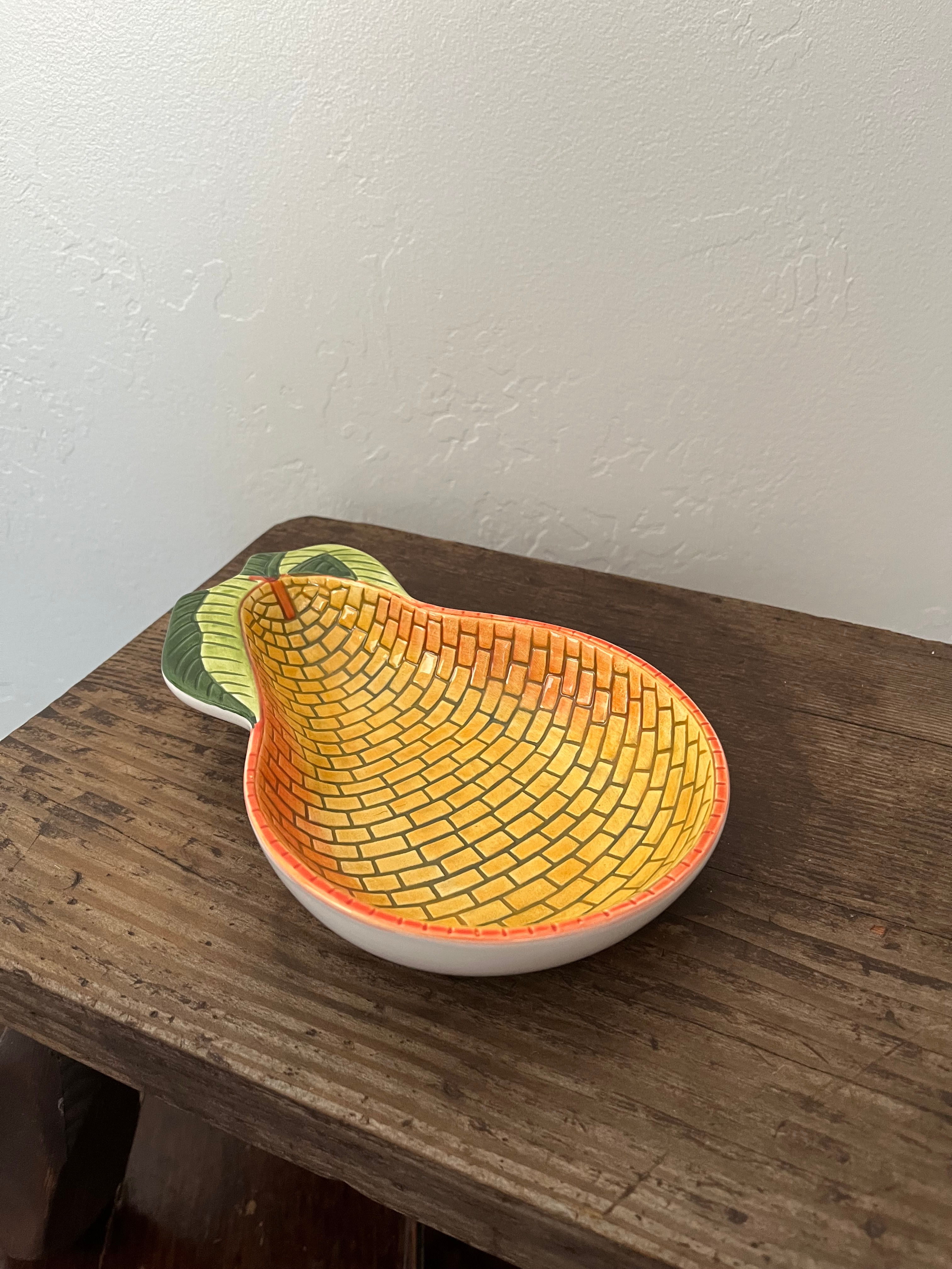 Vintage Mosaic Ceramic Pear Dish