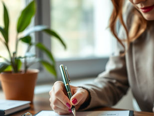 A lady reviewing a contract before she signs it
