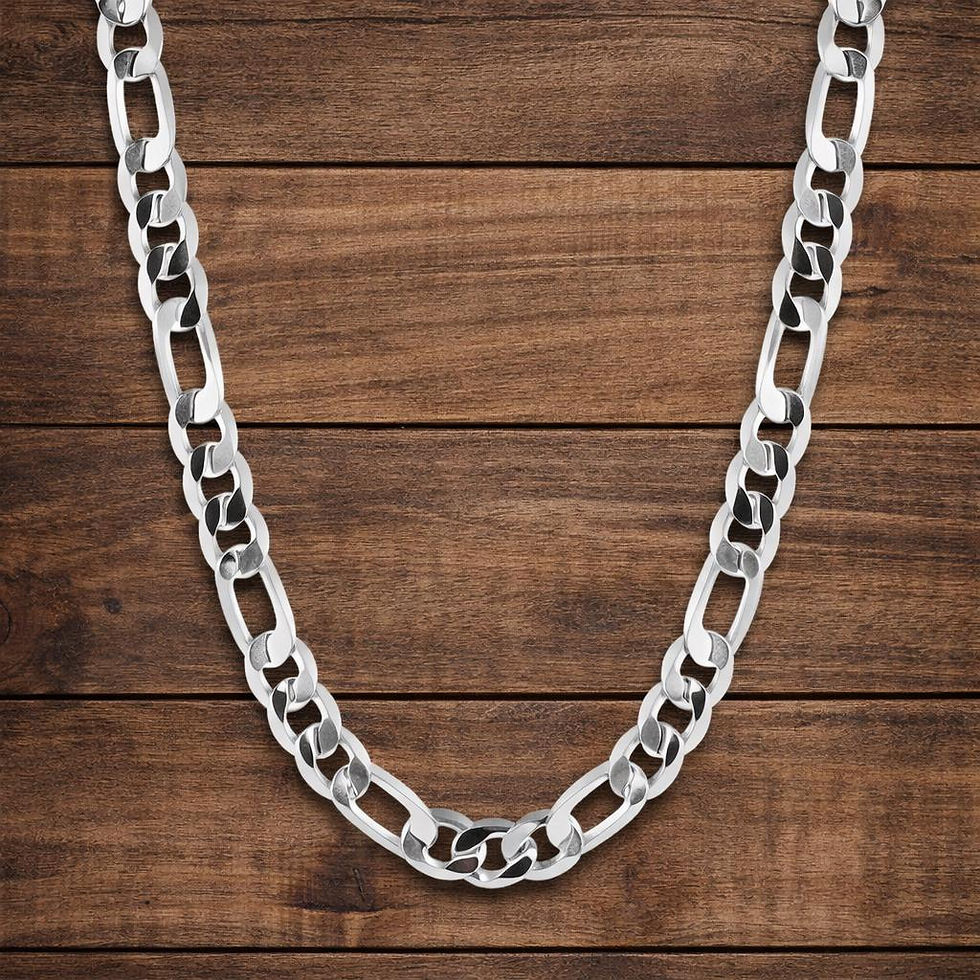 Thumbnail: 8MM Sterling Silver Plated Geometry Chain Necklace, Unisex Minimalist Jewelry