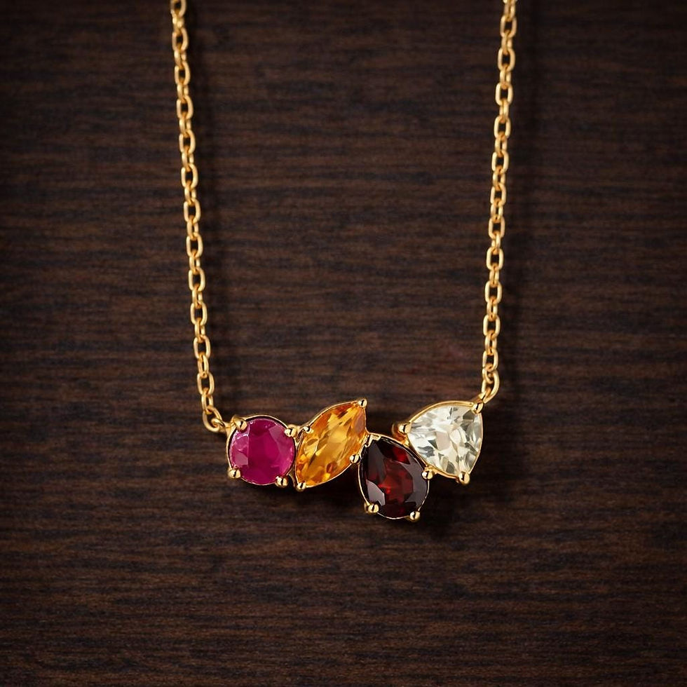 Thumbnail: Colorful Zircon Pendant Necklace, Gold Chain, Minimalist Dainty Jewelry