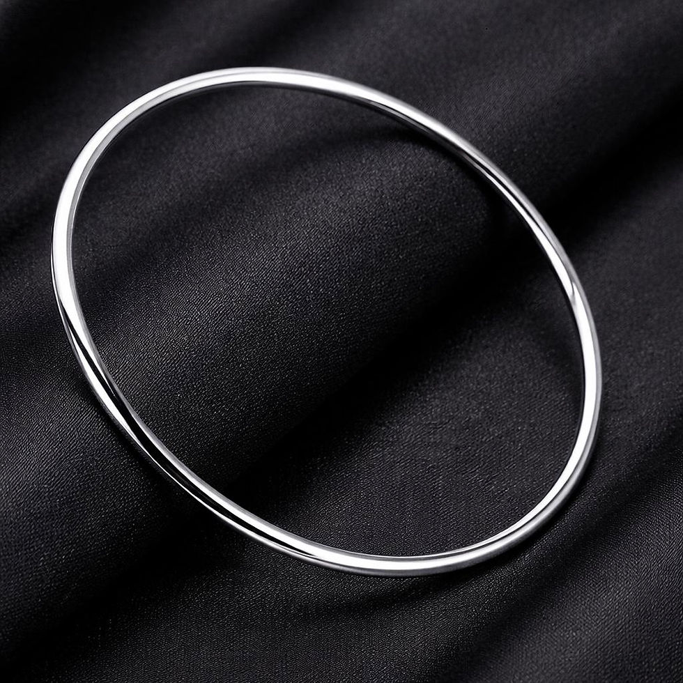 Thumbnail: 925 Sterling Silver Plated Bangle Bracelet, 3mm Smooth Minimalist Everyday Jewel