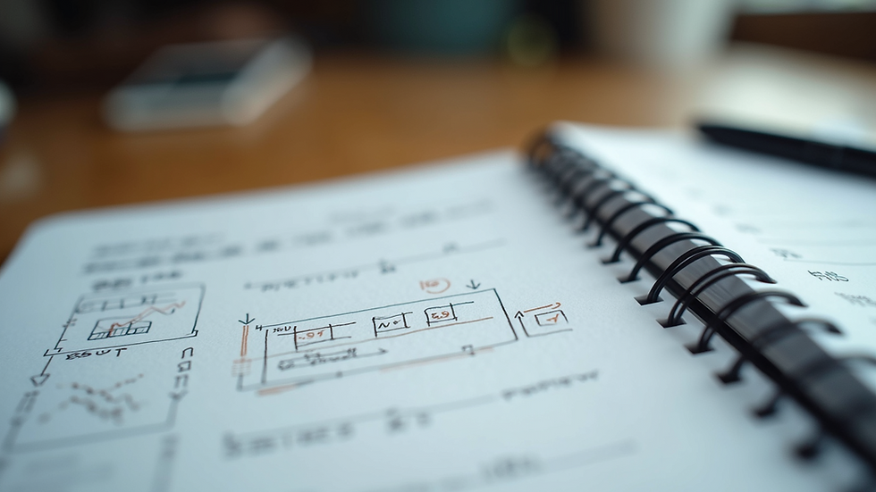 Close-up view of a notebook with notes and data tracking