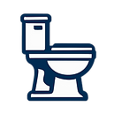 An illustration of a toilet for the bathroom section.