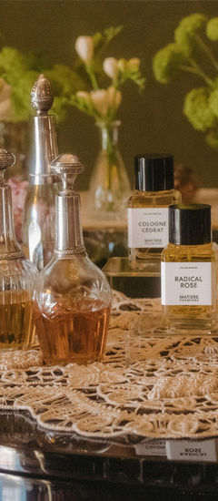 Scent bottles blended for the bride, monogrammed, used as place cards