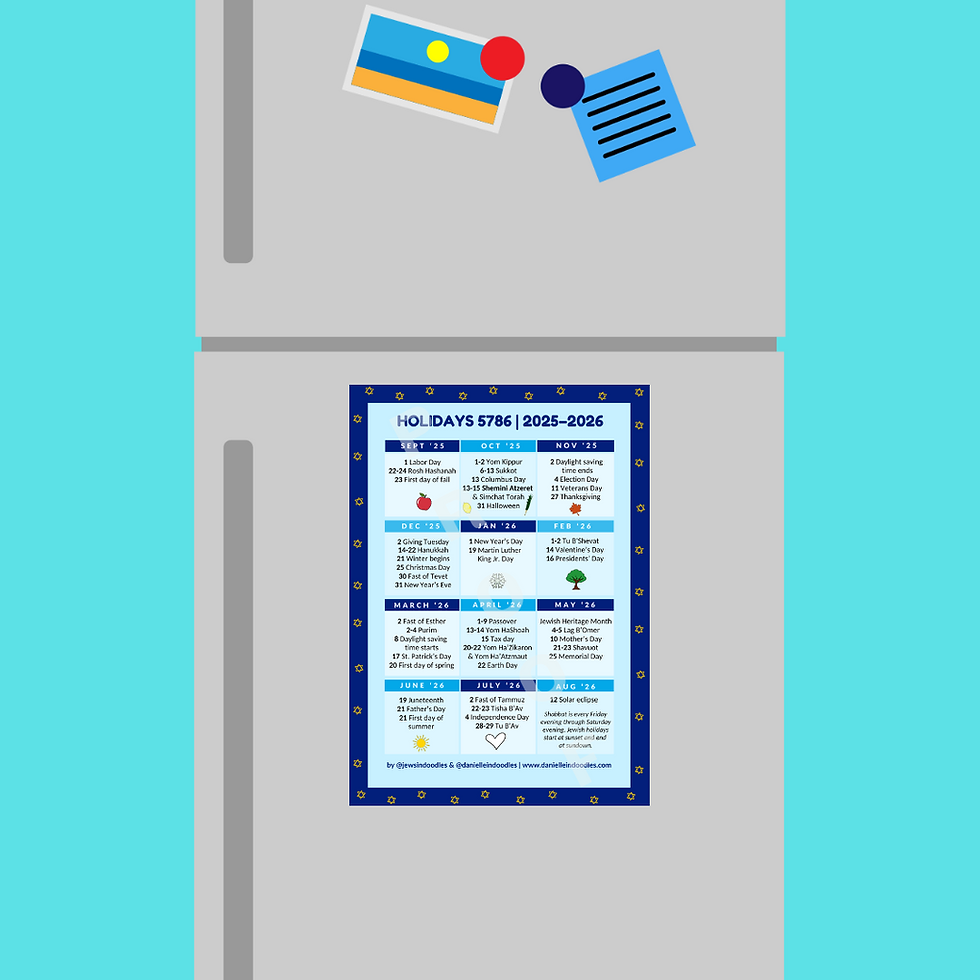 Thumbnail: Calendar magnet with all American and Jewish holidays - classic design