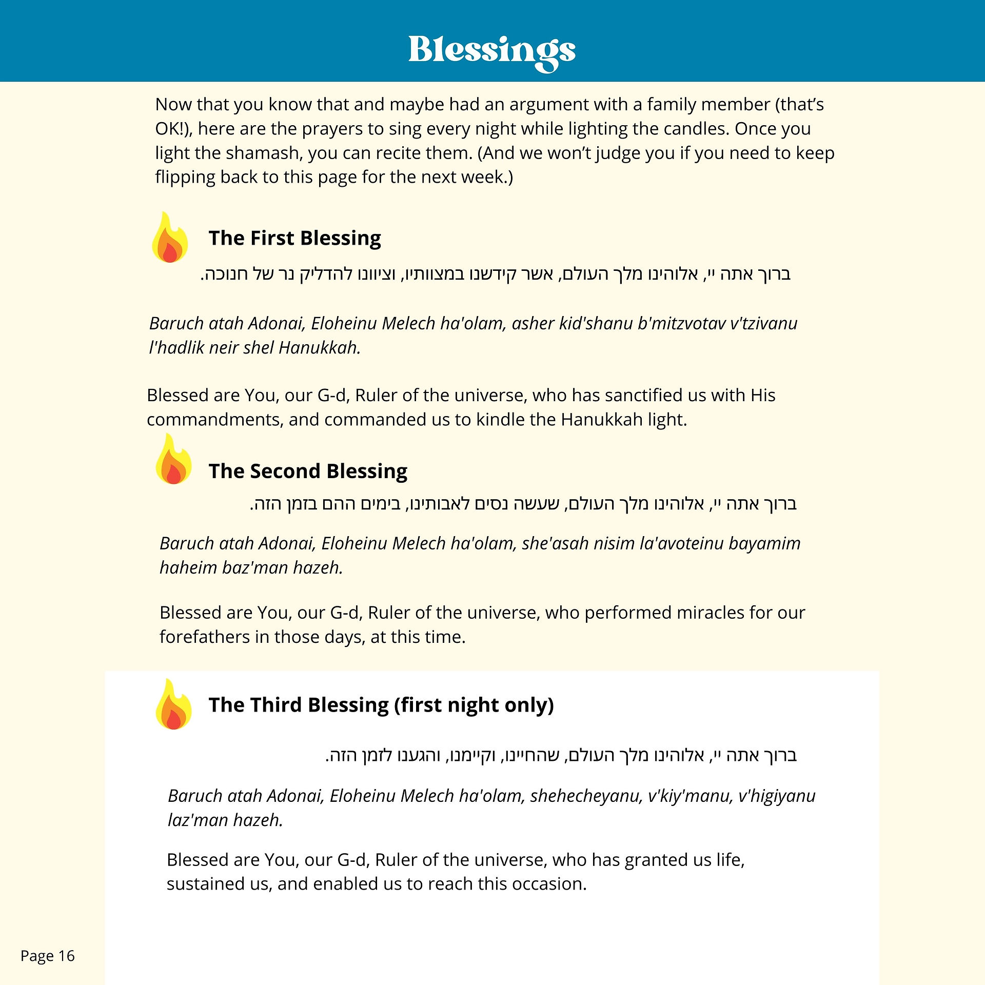 Hanukkah prayers