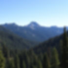 Beautiful scene of the Rocky Mountains covered in pine forests. The mountains go to nearly