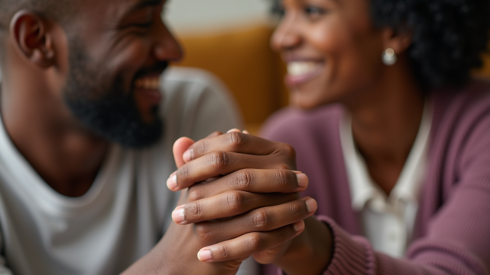 Close-up view of a couple holding hands during a counseling session