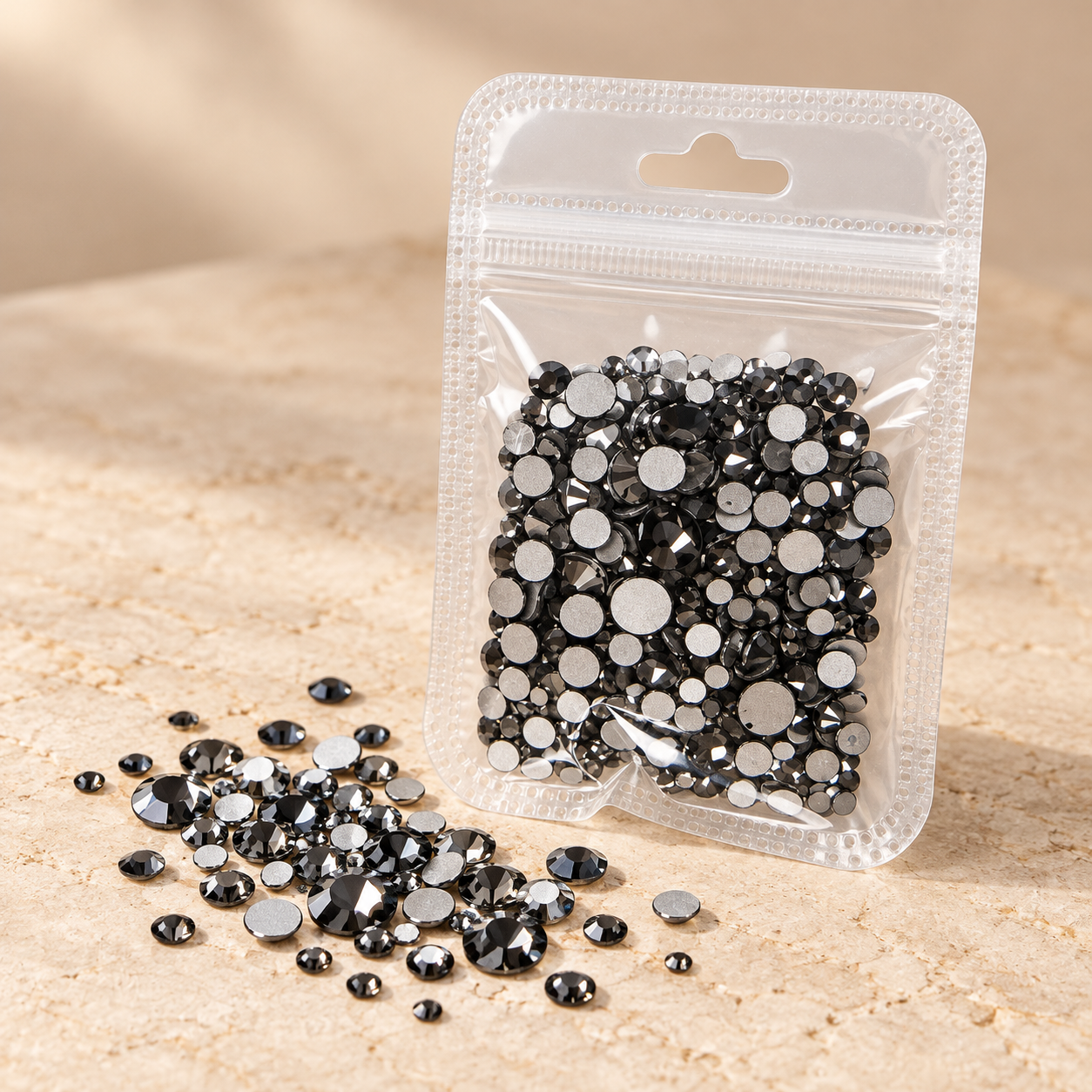 CRISTAL BOLSA JET HEMATITE MIX TAMAÑO SH