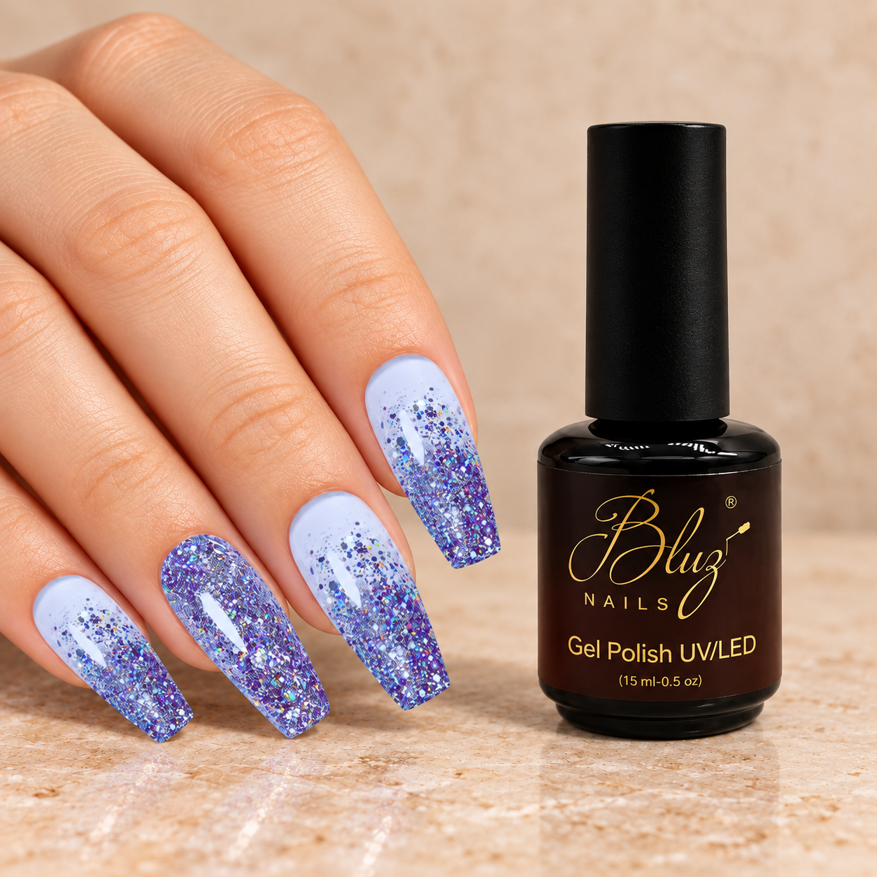 GEL GLITTER #13D 15ML BLUZ