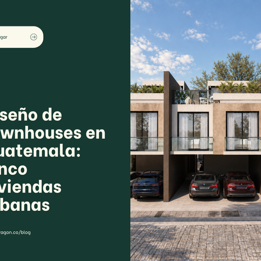 Fachada contemporánea del conjunto Townhouses LH en zona 16, Ciudad de Guatemala.