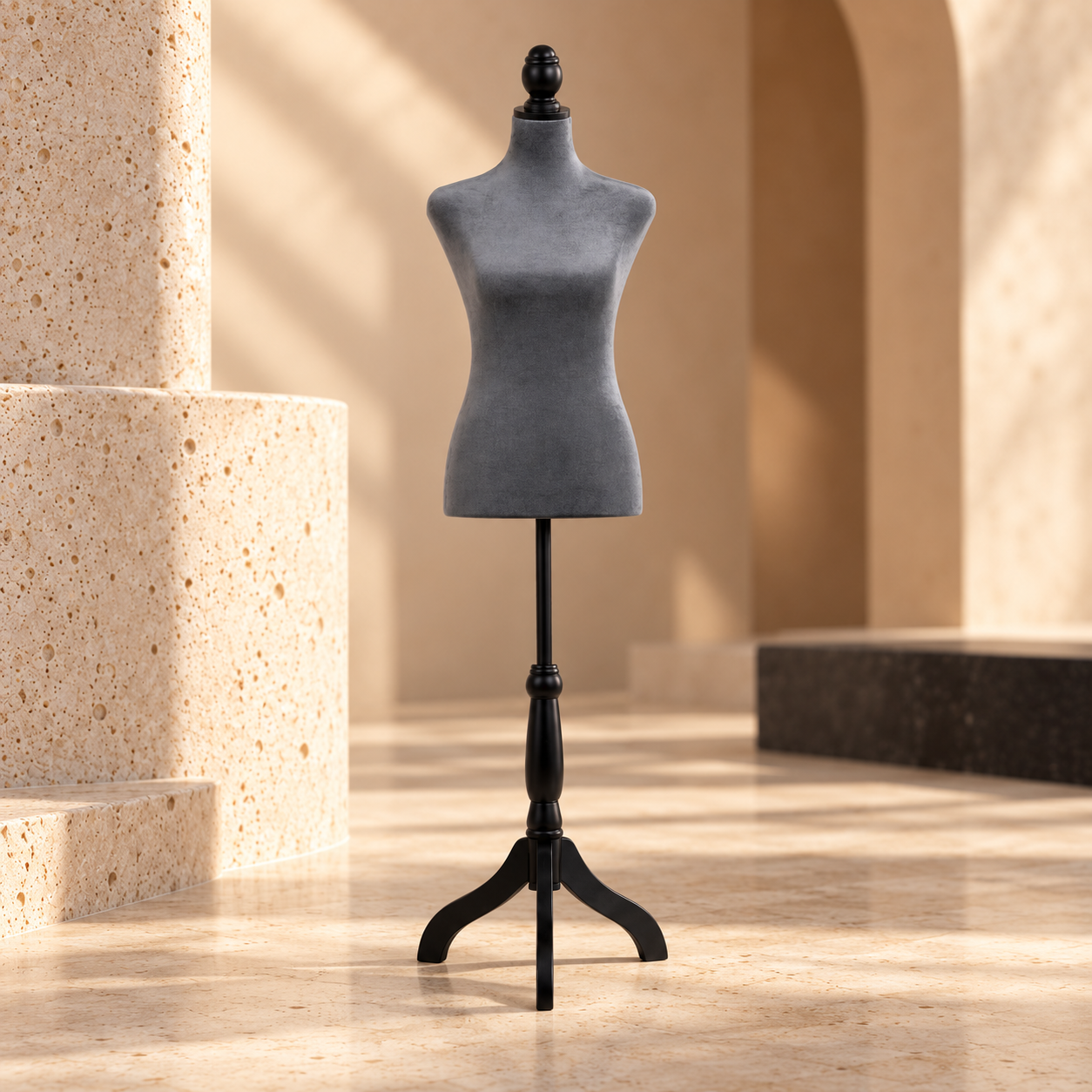 MANIQUÍ TORSO VELVET GRIS CLARO LIM