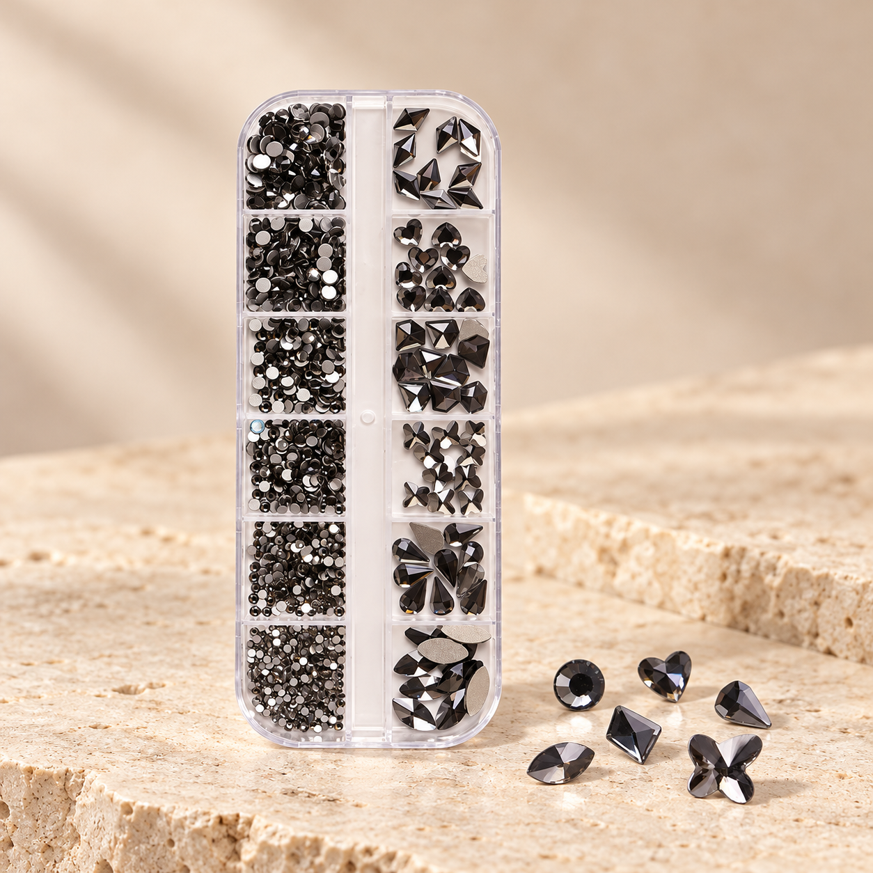 CRISTAL CAJA C/FORMA JET HEMATITE SH