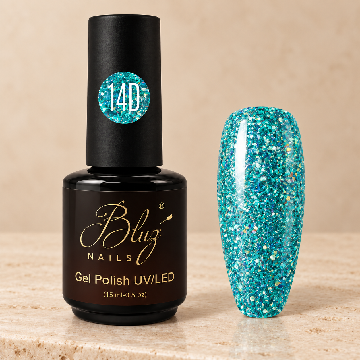 GEL GLITTER #14D 15ML BLUZ