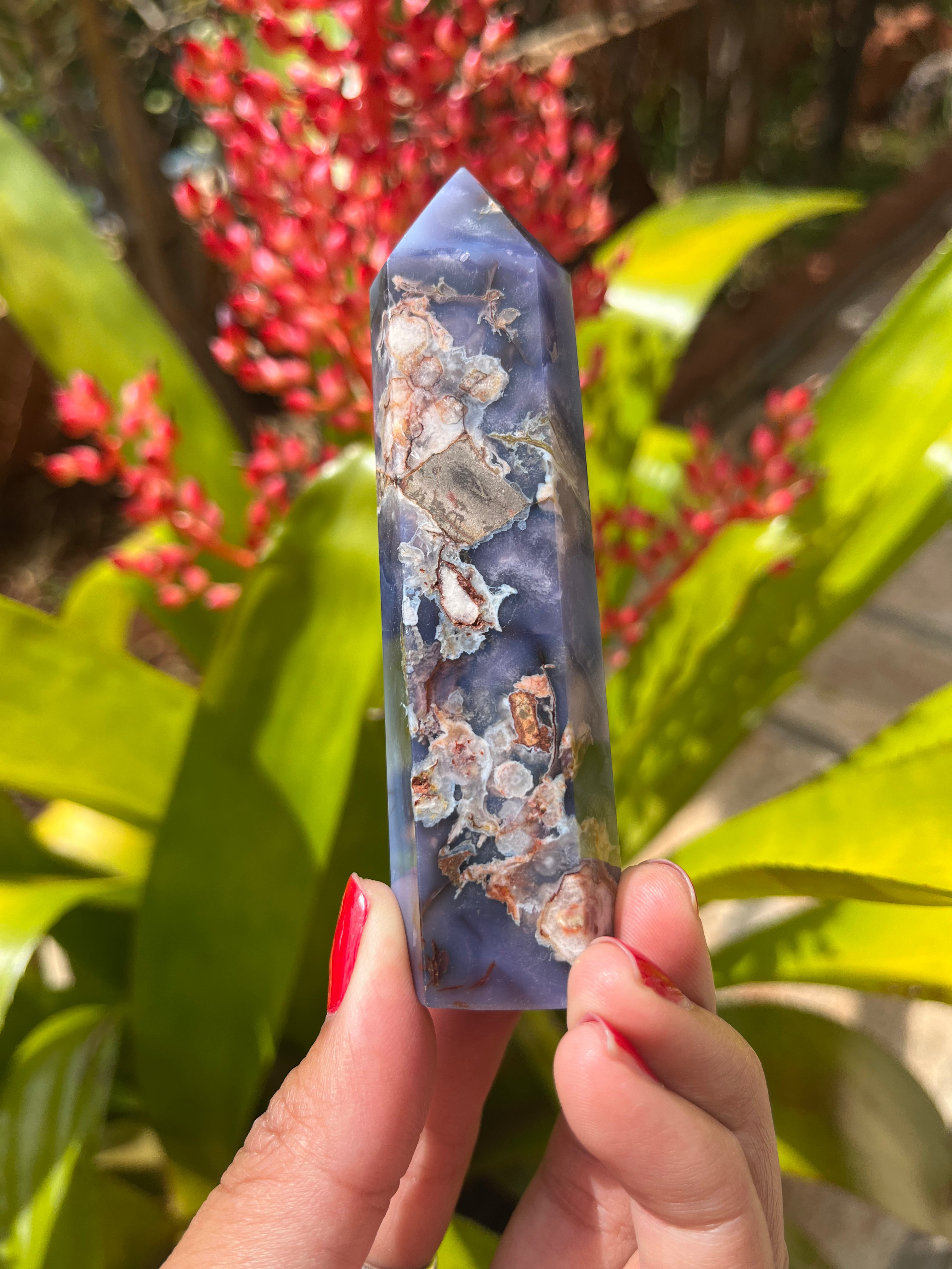 Blue Flower Agate Tower
