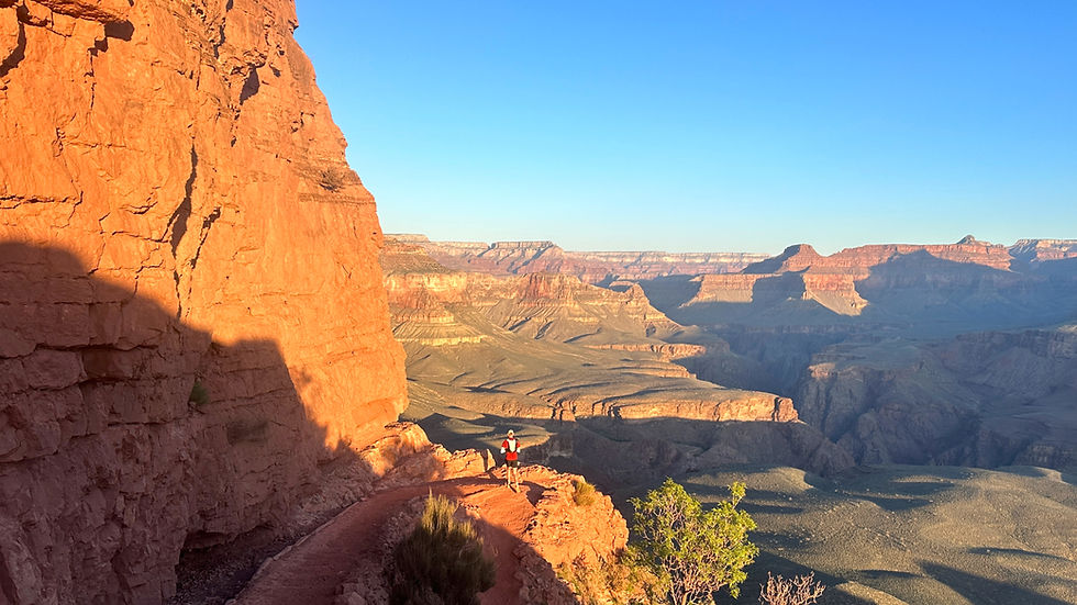 Sunrise over Grand Canyon National Park on the Rim to Rim to Rim trail