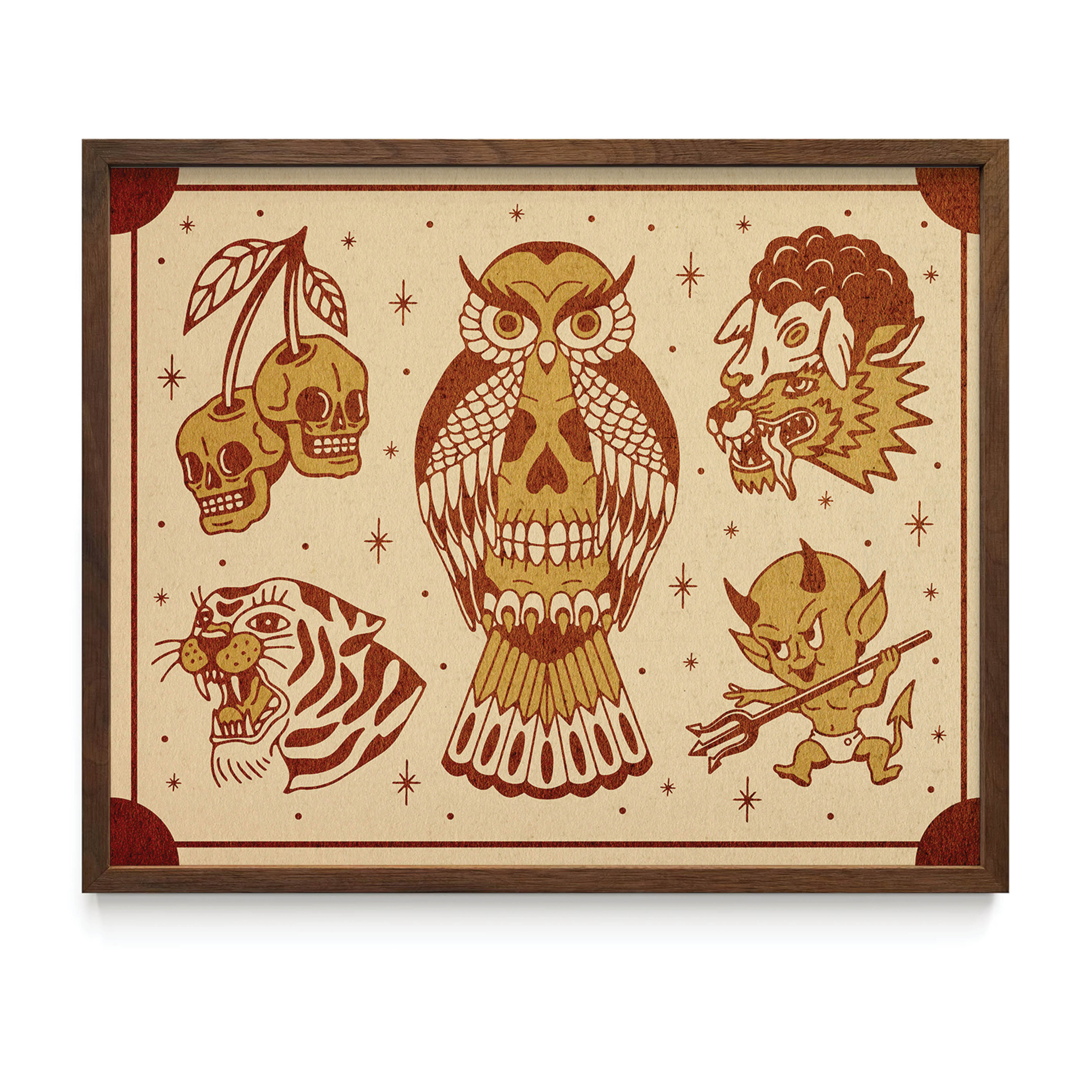 Skull Owl Flash Sheet Print