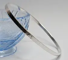 Thumbnail: Sterling Silver Delicate Crosshatched Bangle